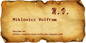 Miklovicz Volfram névjegykártya
